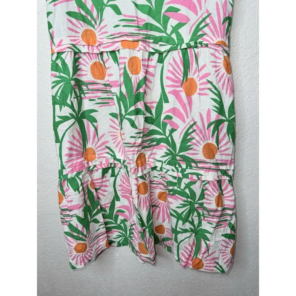 C&C California Linen Blend Dress Women’s Size X-Small Tropical Sunrise White I